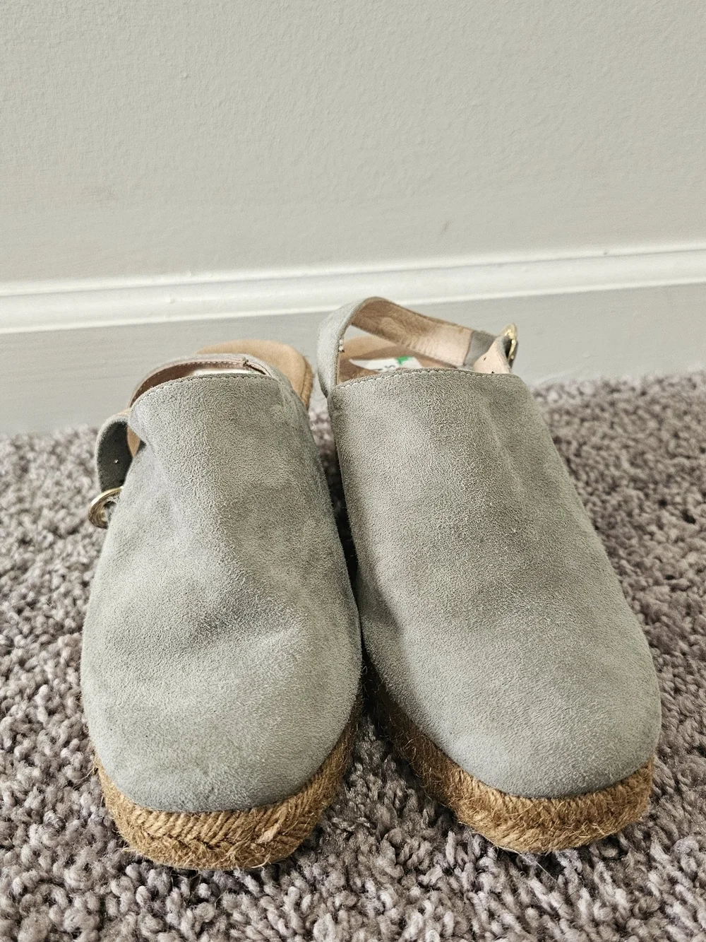Gray Suede Espadrille Wedge Slingback - Women's Suede Comfort